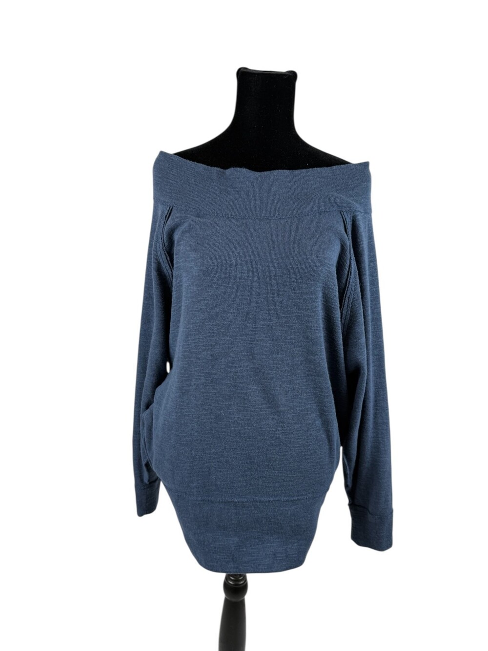 Free People Alana We the Free Off the Shoulder Navy Blue Sweater Size M